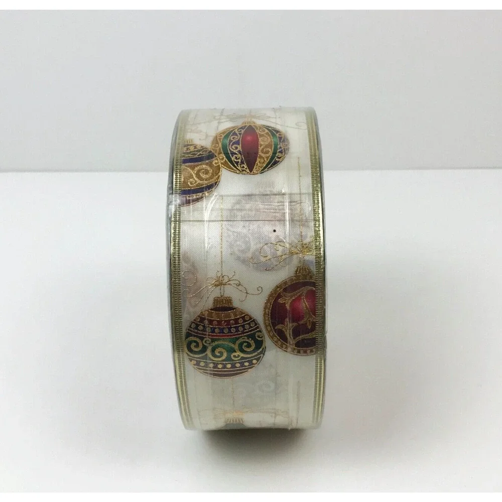 SWC Wired Ribbon Christmas Ornaments Gold Trim 55 Yds